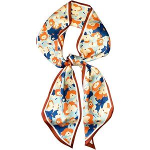 Women's orange Graffiti Purse Scarf For Handbags Silky Long Bags Skinny  Scarfs